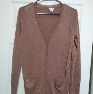 J Crew Rose Gold metallic cardigan